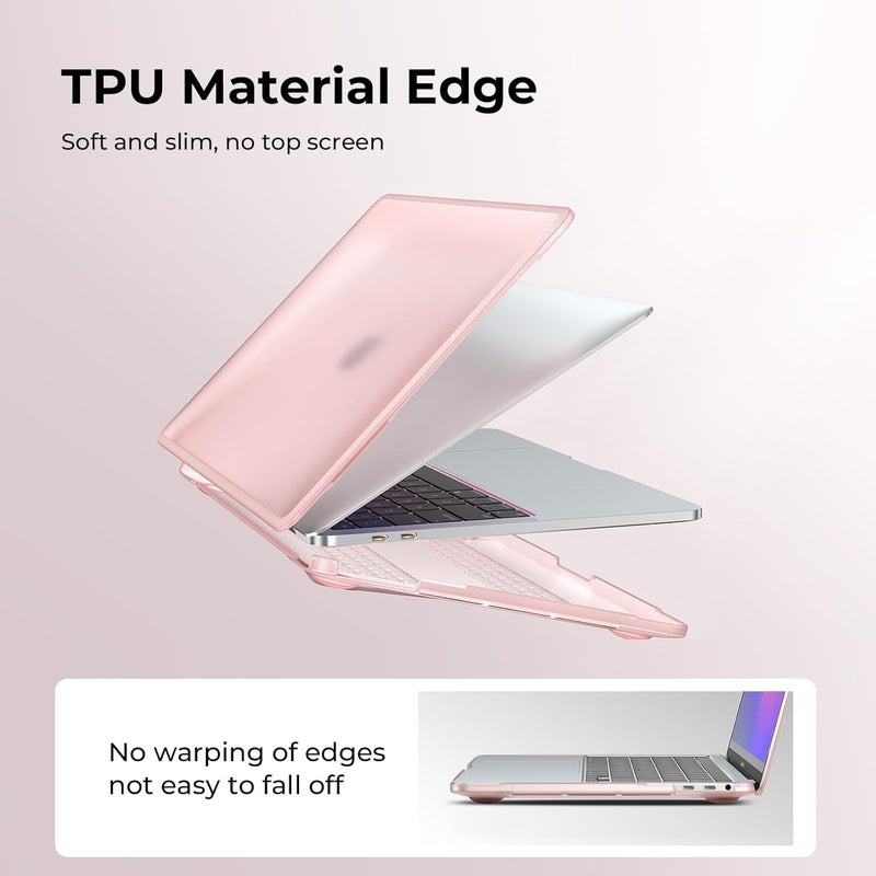 BlueSwan Anti-Cracking Hard Shell Case for MacBook Pro 13 inch, M2/M1 2025 2022-2017 A2338 A2289 A2251 A2159 A1989 A1706 A1708, Scratch Resistant & Drop-Protection Soft TPU Bumper, Frosted Baby Pink - Image 4